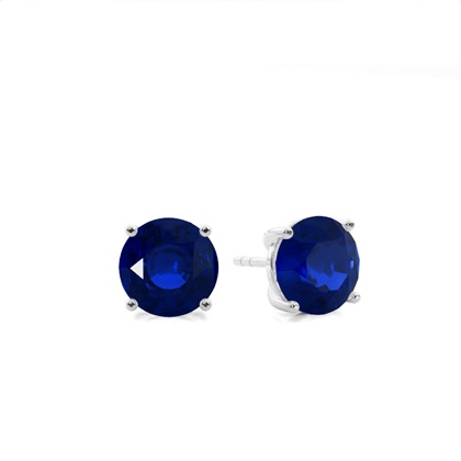 Prong Setting Pear Blue Sapphire Stud Earring
