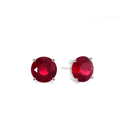 Prong Setting Pear Ruby Stud Earring