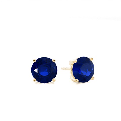 Round Sapphire Diamond Earrings