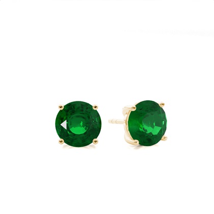 Yellow Gold Emerald Diamond Earrings Diamond