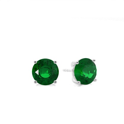 Prong Setting Pear Emerald Stud Earring