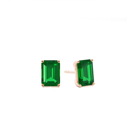 Rose Gold Emerald Diamond Earrings Diamond