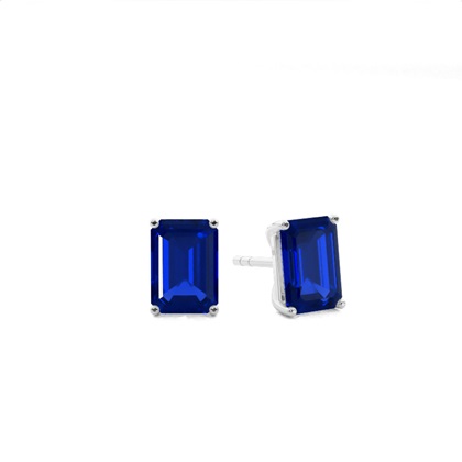 4 Prong Setting Round Blue Sapphire Stud Earring