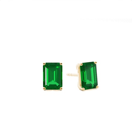 Yellow Gold Emerald Earrings Diamond