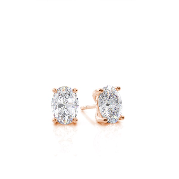 4 Prong Setting Oval Moissanite Stud Earring