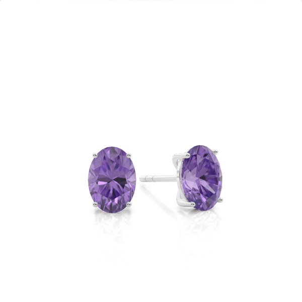 4 Prong Setting Oval Amethyst Stud Earring
