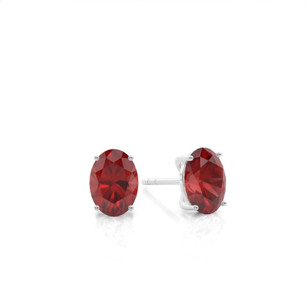 4 Prong Setting Oval Garnet Stud Earring