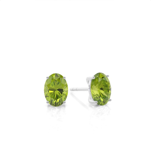 4 Prong Setting Oval Peridot Stud Earring