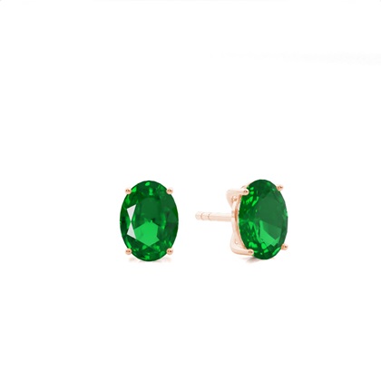 Rose Gold Emerald Diamond Earrings Diamond