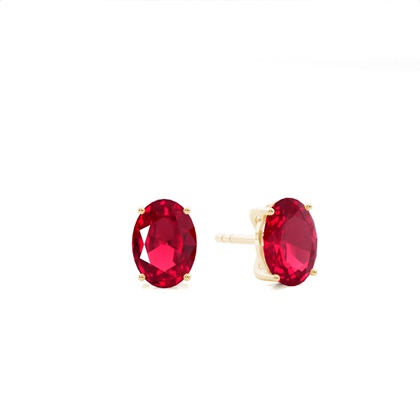 Yellow Gold Ruby Earrings Diamond