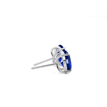 4 Zinkeneinstellung Oval Blue Sapphire Stud Earring