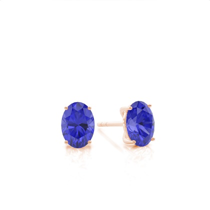 4 Prong Setting Oval Tanzanite Stud Earring