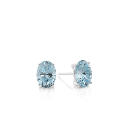4 Prong Setting Oval Aquamarine Stud Earring