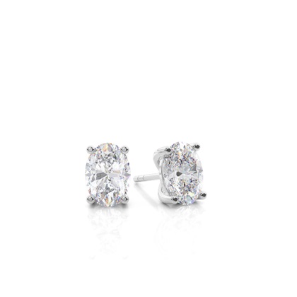 4 Prong Setting Oval Moissanite Stud Earring
