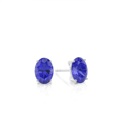 4 Prong Setting Oval Tanzanite Stud Earring
