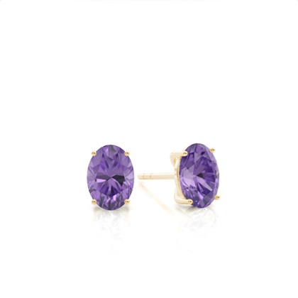 4 Prong Setting Oval Amethyst Stud Earring