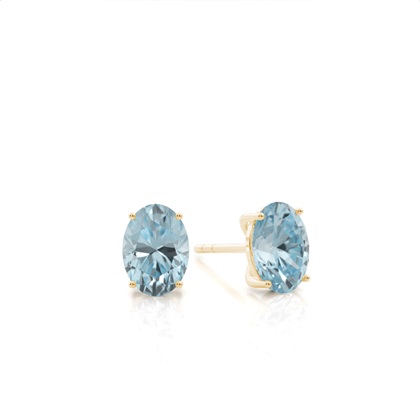 4 Prong Setting Oval Aquamarine Stud Earring
