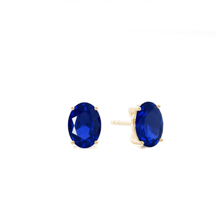 4 Prong setting Oval Blue Sapphire Stud Earring