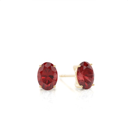 4 Prong Setting Oval Garnet Stud Earring