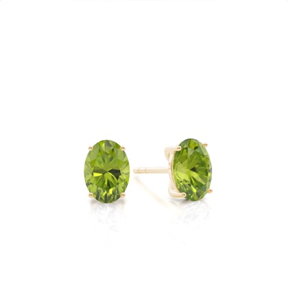4 Prong Setting Oval Peridot Stud Earring