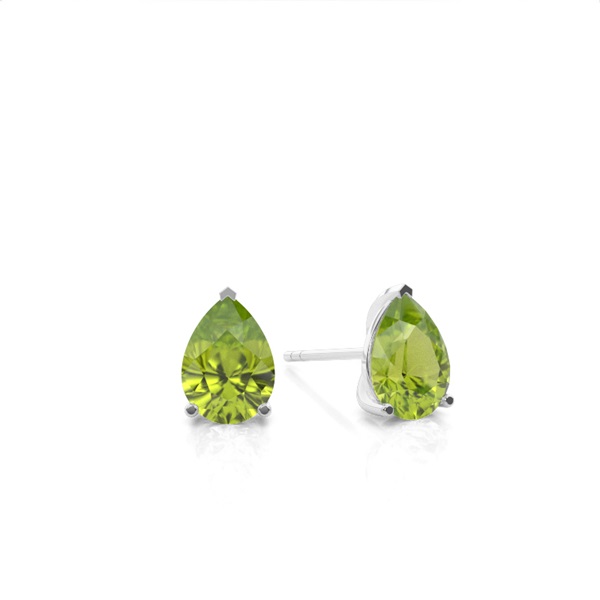 Prong Setting Pear Peridot Stud Earring