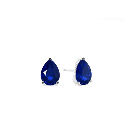 Prong Setting Princess Blue Sapphire Stud Earring