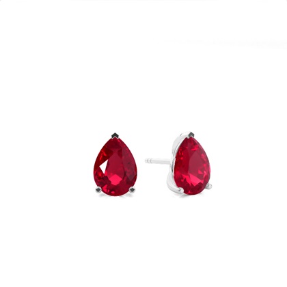 Prong Setting Princess Ruby Stud Earring