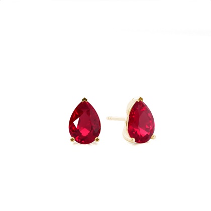 Prong Setting Princess Ruby Stud Earring