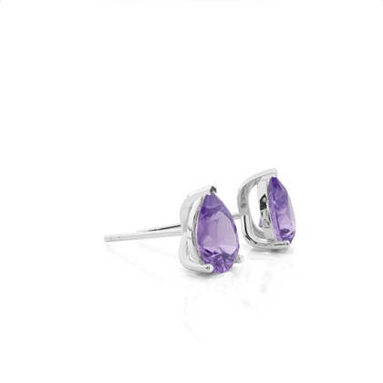 Tropfenförmiger Amethyst Ohrstecker in einer Krappenfassung