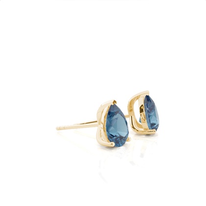 Prong Setting Pear Blue Topaz Stud Earring