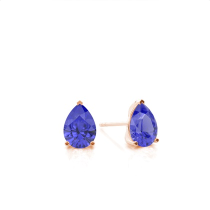 Prong Setting Pear Tanzanite Stud Earring