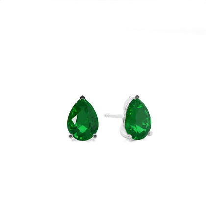 Prong Setting Princess Emerald Stud Earring