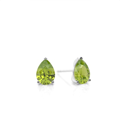 Prong Setting Pear Peridot Stud Earring