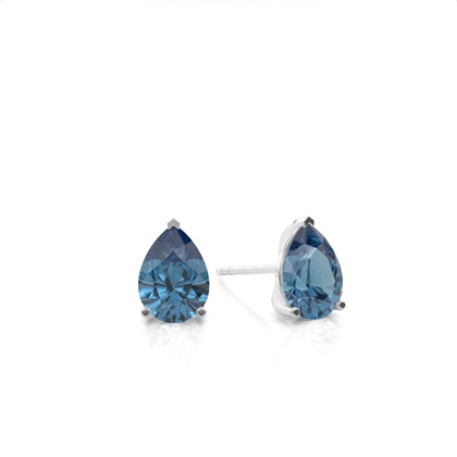 Prong Setting Pear Blue Topaz Stud Earring