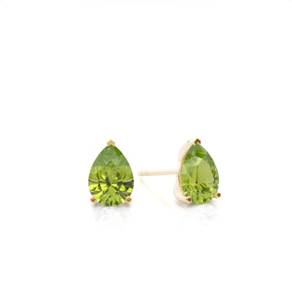 Prong Setting Pear Peridot Stud Earring