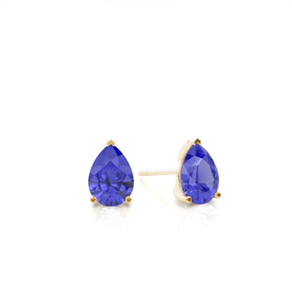Prong Setting Pear Tanzanite Stud Earring