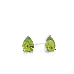 Prong Setting Pear Peridot Stud Earring