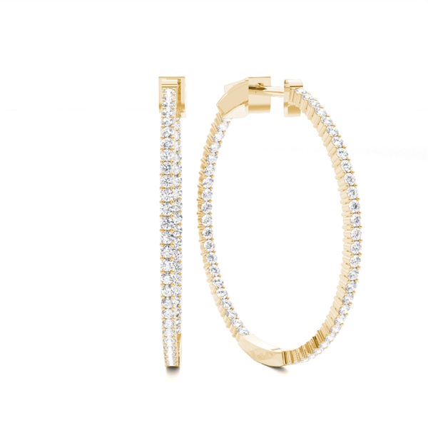 Micro Prong Setting Round Diamond Hoop Earrings