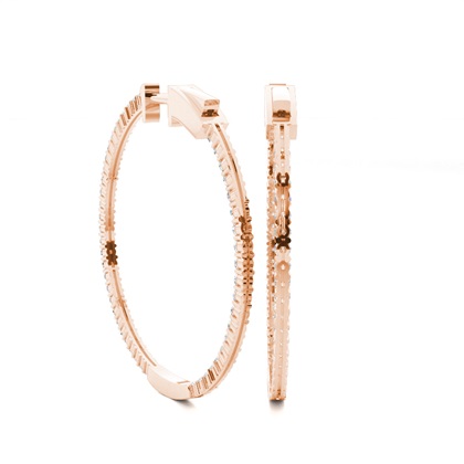 Micro Prong Setting Round Diamond Hoop Earrings