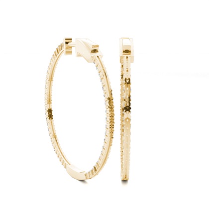 Micro Prong Setting Round Diamond Hoop Earrings
