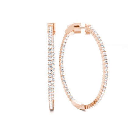 Micro Prong Setting Round Diamond Hoop Earrings