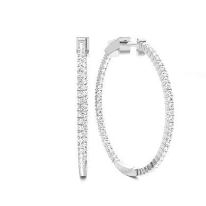 Micro Prong Setting Round Diamond Hoop Earrings