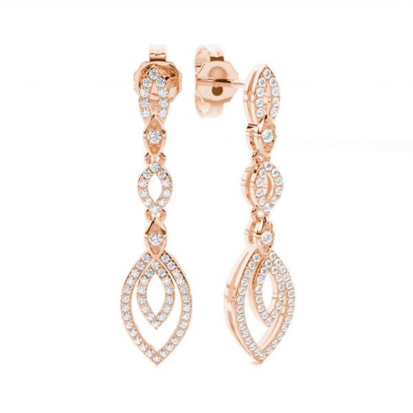 Micro Prong Setting Round Diamond Drop Earrings