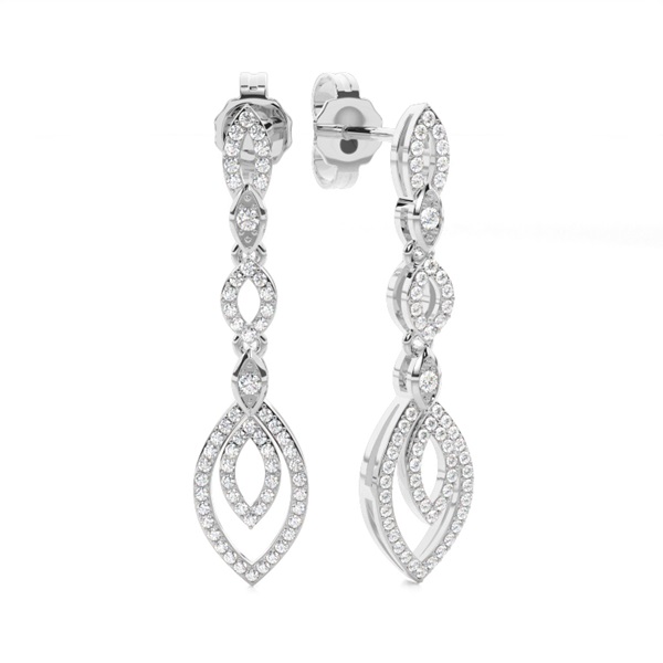 Micro Prong Setting Round Diamond Drop Earrings