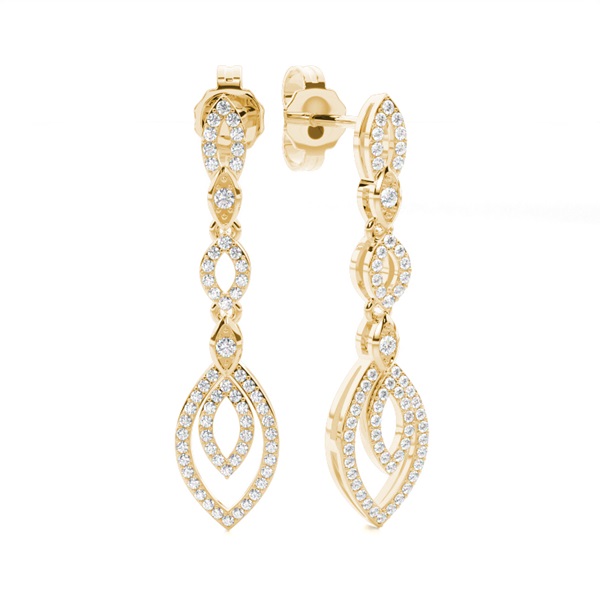 Micro Prong Setting Round Diamond Drop Earrings