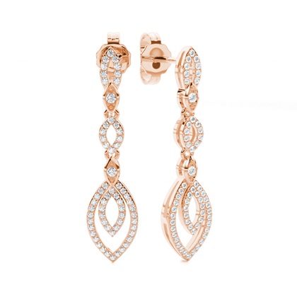 Micro Prong Setting Round Diamond Drop Earrings