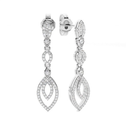 Micro Prong Setting Round Diamond Drop Earrings