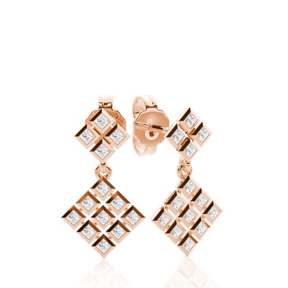 Full Bezel Setting Princess Diamond Drop Earrings