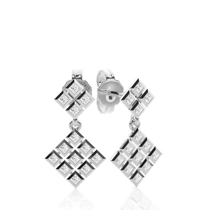 Full Bezel Setting Princess Diamond Drop Earrings