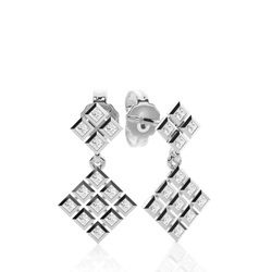 Full Bezel Setting Princess Diamond Drop Earrings